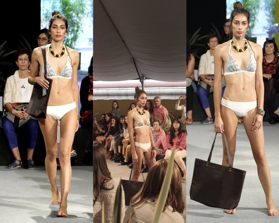Bolso de corcho en el desfile de moda sostenible españa
